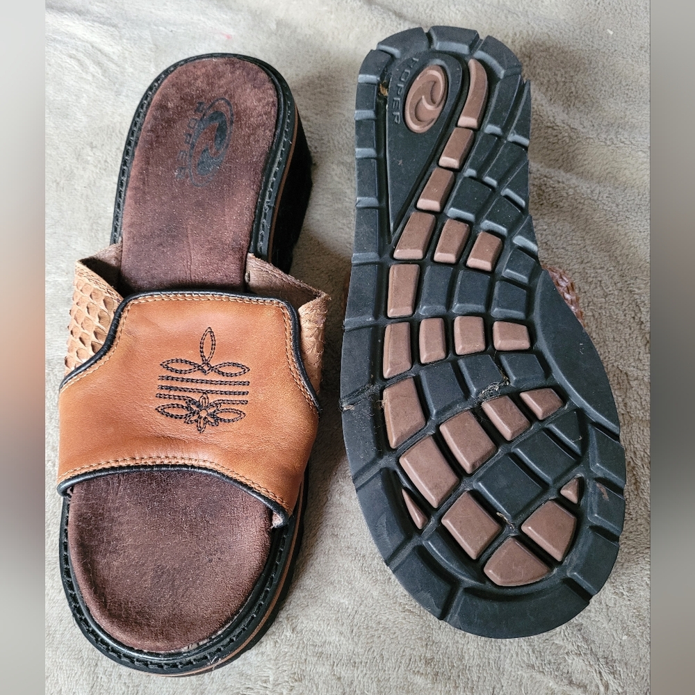 Roper Western Leather Slides - Picture 3 of 10